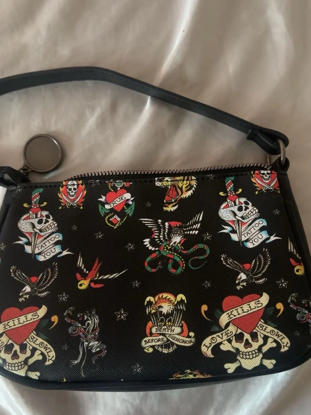 Ed Hardy Black Tattoo Print Mini Shoulder Bag